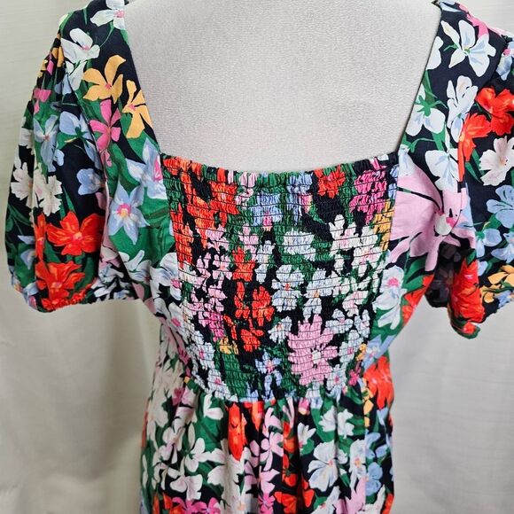 Old Navy Multi Floral Puff Sleeve Swing Dress Size Large - Picture 6 of 11